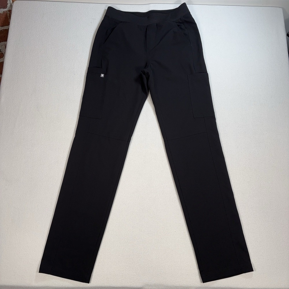 Figs Axim Straight-Leg Scrub Pants Men's S Tall Black 7-Pockets Drawstring